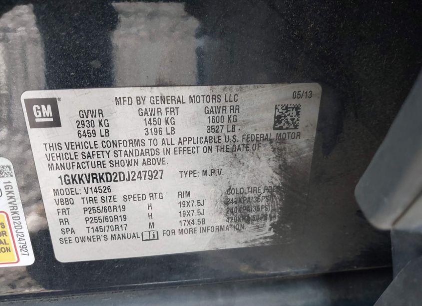 Photo 9 of 2013 Gmc Acadia SLT-1 (VIN 1GKKVRKD2DJ247927)