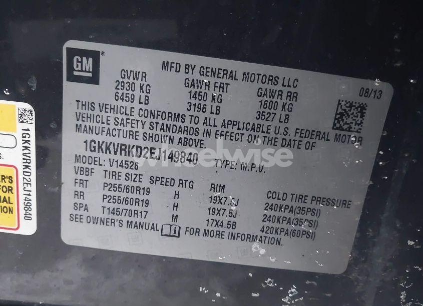 Photo 9 of 2014 Gmc Acadia SLT-1 (VIN 1GKKVRKD2EJ149840)