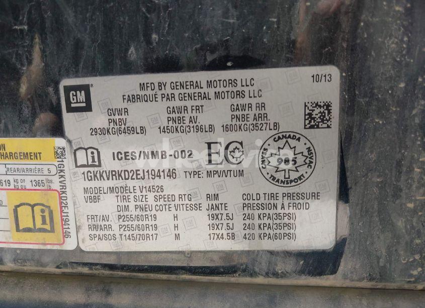 Photo 9 of 2014 Gmc Acadia SLT-1 (VIN 1GKKVRKD2EJ194146)