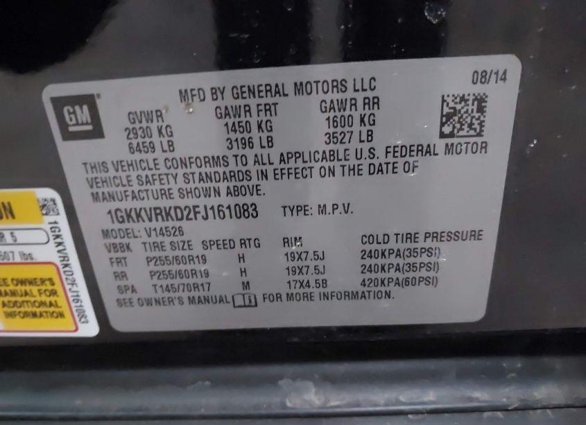 Photo 9 of 2015 Gmc Acadia SLT-1 (VIN 1GKKVRKD2FJ161083)