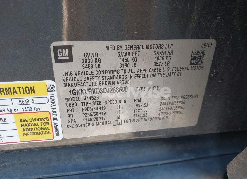 Photo 9 of 2013 Gmc Acadia SLT-1 (VIN 1GKKVRKD3DJ268690)