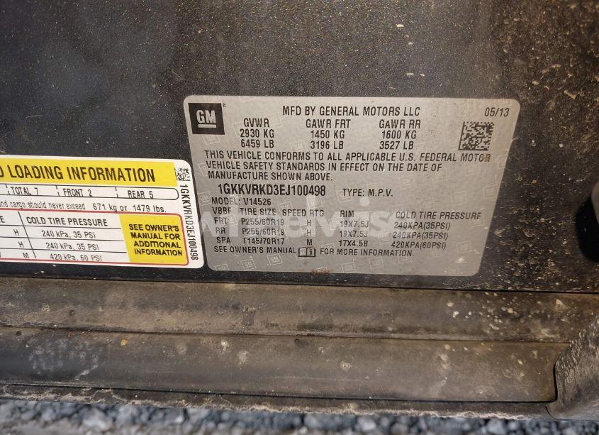 Photo 9 of 2014 Gmc Acadia SLT-1 (VIN 1GKKVRKD3EJ100498)