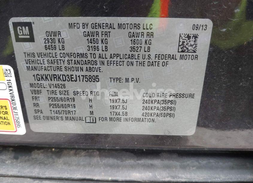 Photo 9 of 2014 Gmc Acadia SLT-1 (VIN 1GKKVRKD3EJ175895)