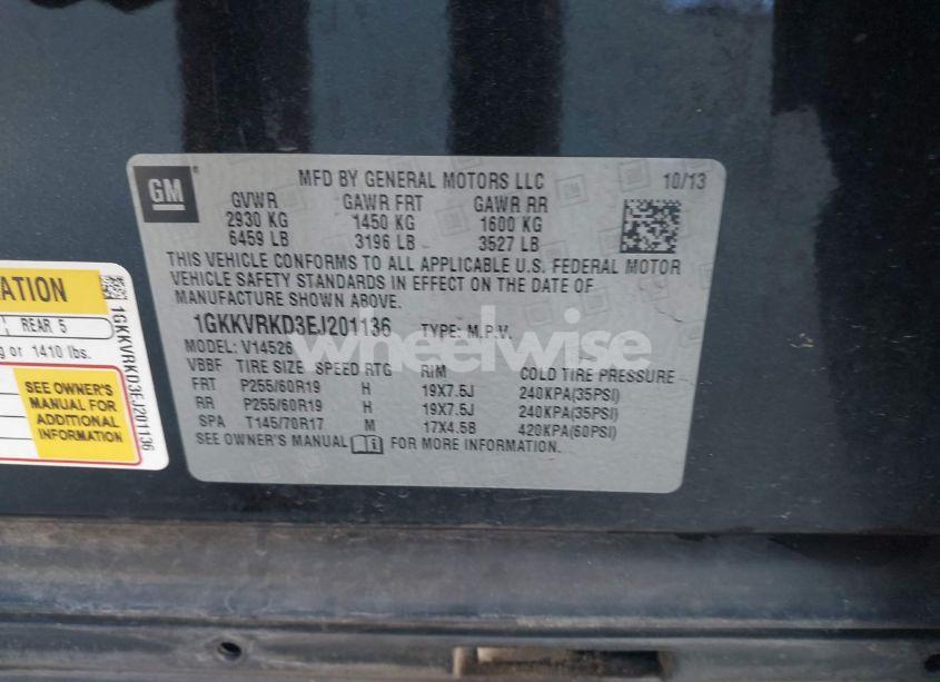 Photo 9 of 2014 Gmc Acadia SLT-1 (VIN 1GKKVRKD3EJ201136)