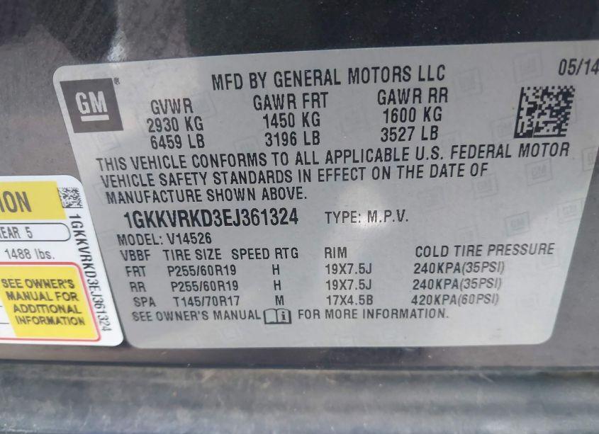 Photo 7 of 2014 Gmc Acadia SLT-1 (VIN 1GKKVRKD3EJ361324)