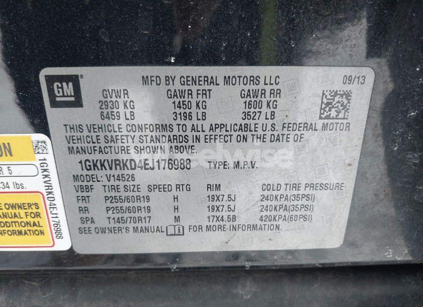 Photo 9 of 2014 Gmc Acadia SLT-1 (VIN 1GKKVRKD4EJ176988)