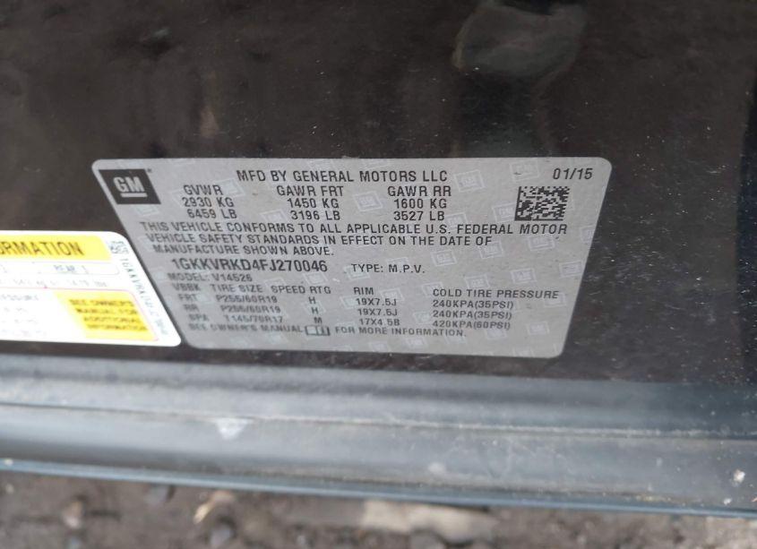 Photo 9 of 2015 Gmc Acadia SLT-1 (VIN 1GKKVRKD4FJ270046)