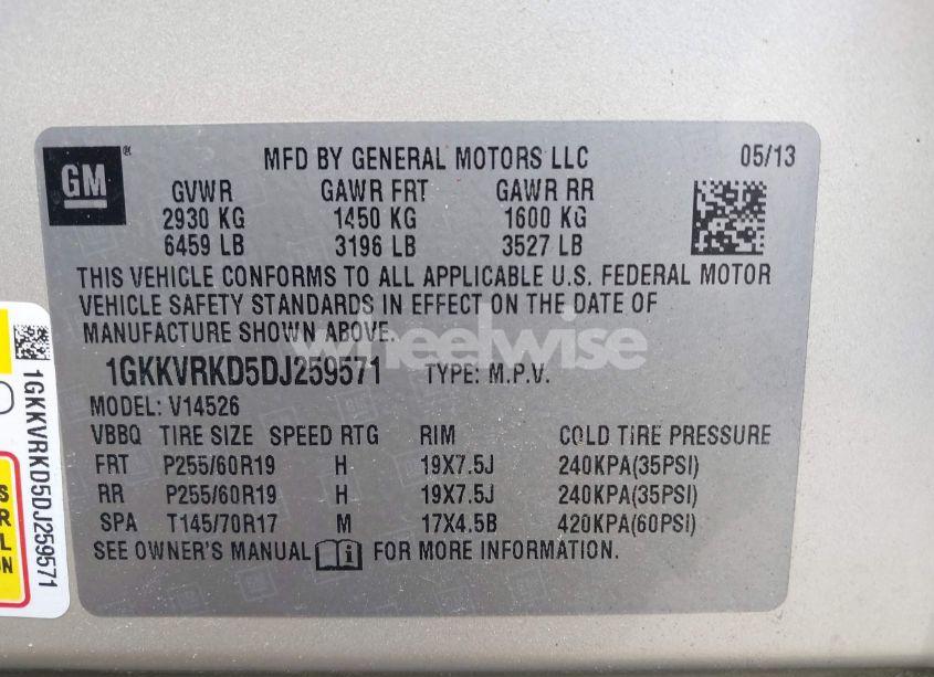 Photo 9 of 2013 Gmc Acadia SLT-1 (VIN 1GKKVRKD5DJ259571)