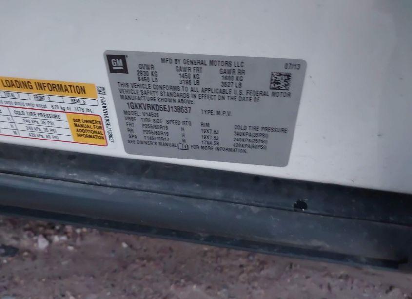 Photo 9 of 2014 Gmc Acadia SLT-1 (VIN 1GKKVRKD5EJ138637)