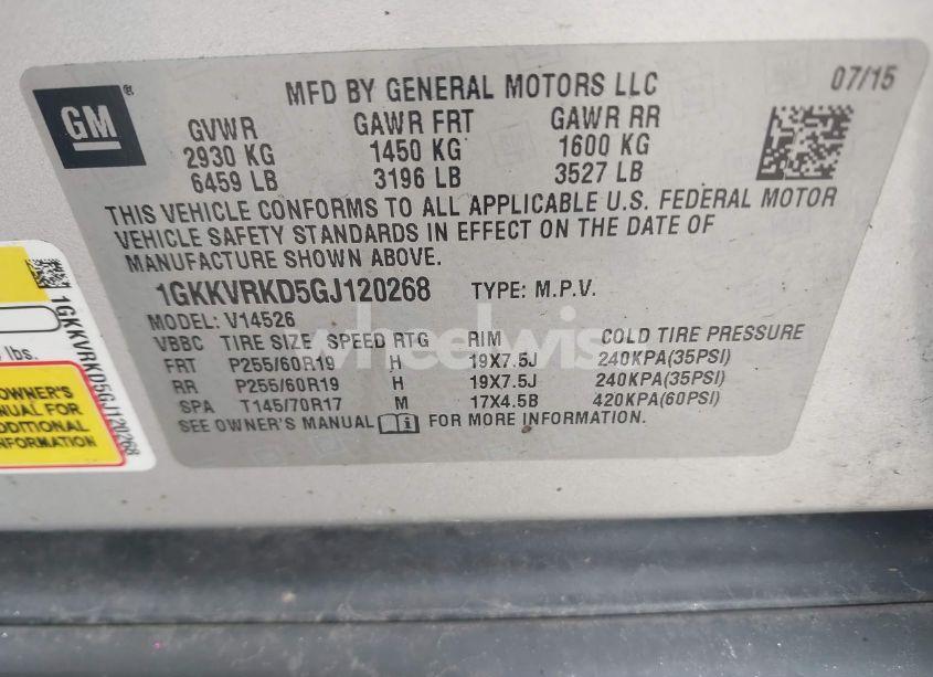 Photo 9 of 2016 Gmc Acadia SLT-1 (VIN 1GKKVRKD5GJ120268)