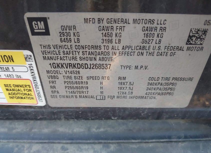 Photo 9 of 2013 Gmc Acadia SLT-1 (VIN 1GKKVRKD6DJ268537)