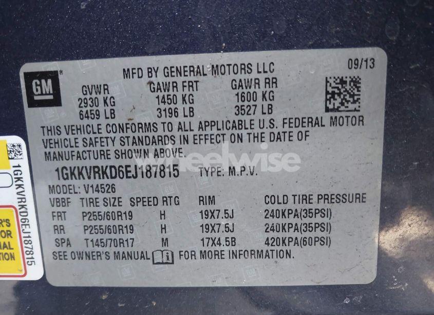 Photo 9 of 2014 Gmc Acadia SLT-1 (VIN 1GKKVRKD6EJ187815)