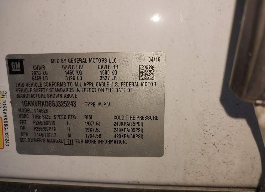 Photo 9 of 2016 Gmc Acadia SLT-1 (VIN 1GKKVRKD6GJ325243)