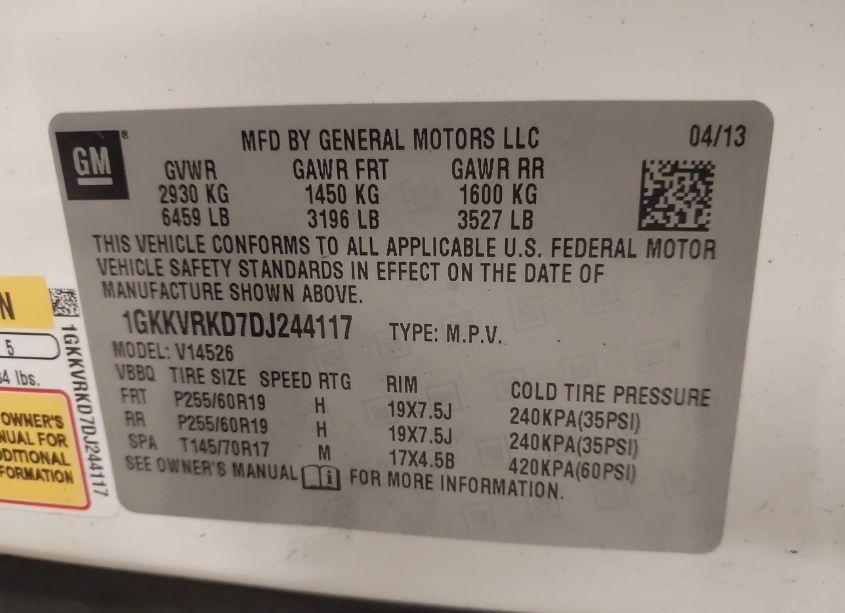 Photo 9 of 2013 Gmc Acadia SLT-1 (VIN 1GKKVRKD7DJ244117)