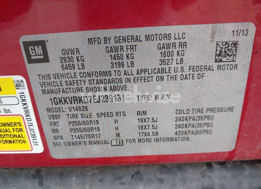 Photo 9 of 2014 Gmc Acadia SLT-1 (VIN 1GKKVRKD7EJ239131)