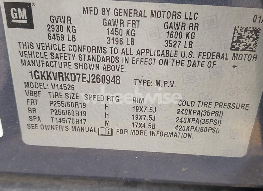 Photo 9 of 2014 Gmc Acadia SLT-1 (VIN 1GKKVRKD7EJ260948)