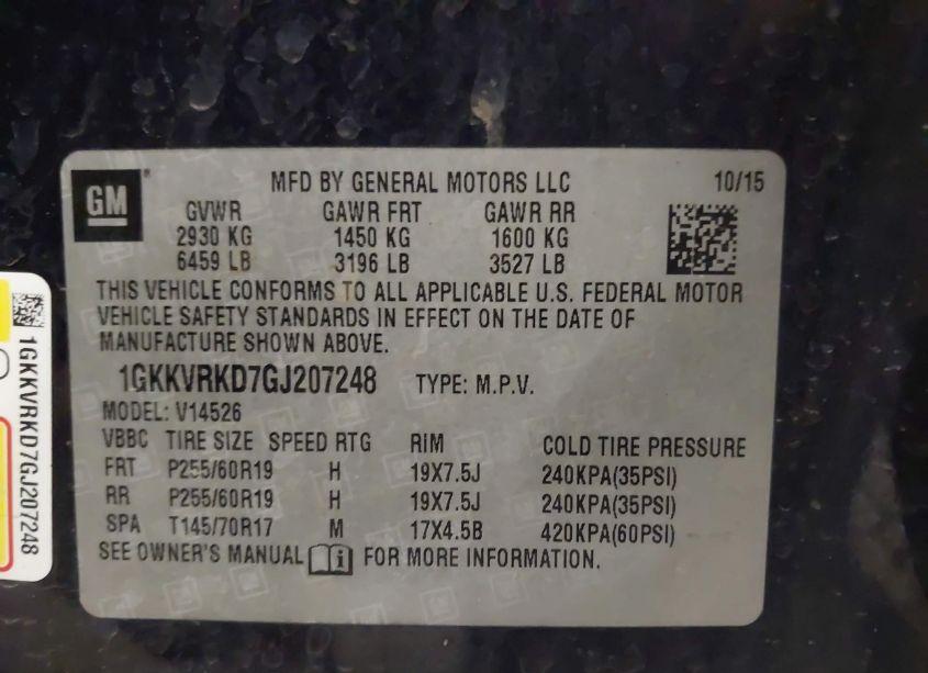 Photo 9 of 2016 Gmc Acadia SLT-1 (VIN 1GKKVRKD7GJ207248)