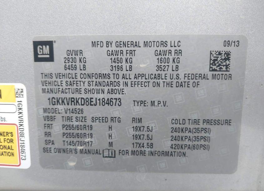 Photo 9 of 2014 Gmc Acadia SLT-1 (VIN 1GKKVRKD8EJ184673)