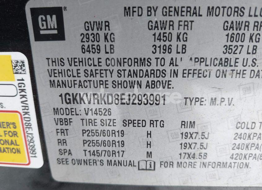 Photo 9 of 2014 Gmc Acadia SLT-1 (VIN 1GKKVRKD8EJ293991)