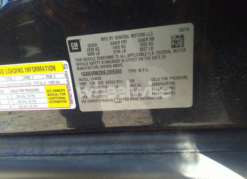 Photo 9 of 2014 Gmc Acadia SLT-1 (VIN 1GKKVRKD8EJ365966)