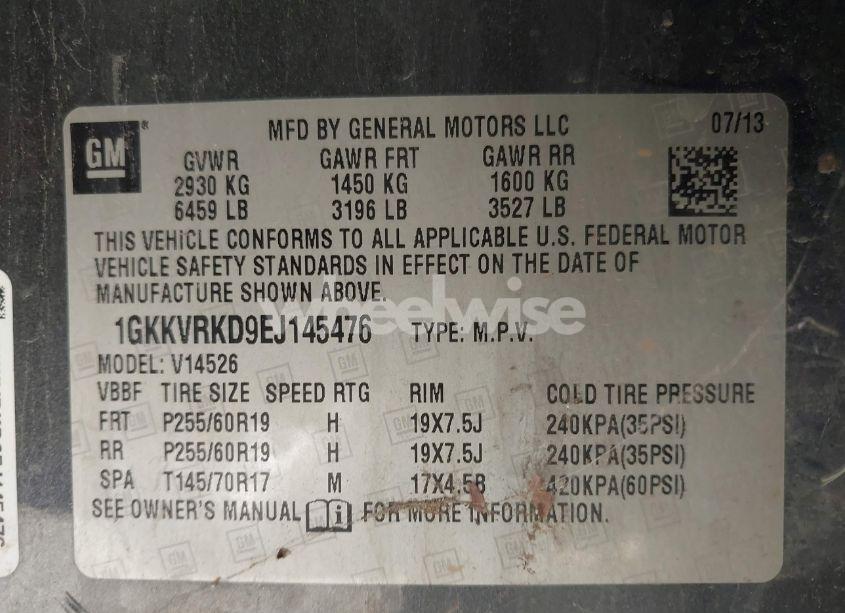 Photo 9 of 2014 Gmc Acadia SLT-1 (VIN 1GKKVRKD9EJ145476)