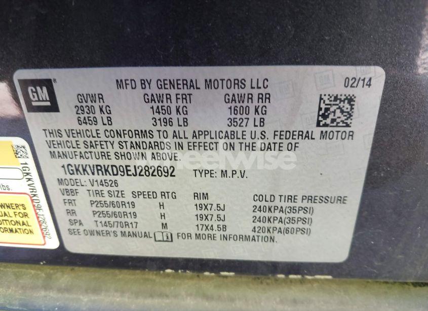 Photo 9 of 2014 Gmc Acadia SLT-1 (VIN 1GKKVRKD9EJ282692)