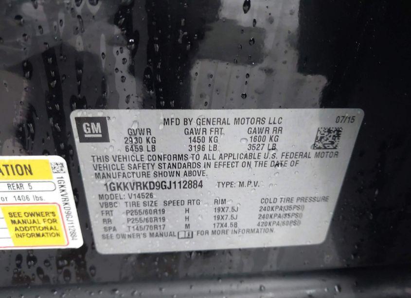 Photo 9 of 2016 Gmc Acadia SLT-1 (VIN 1GKKVRKD9GJ112884)