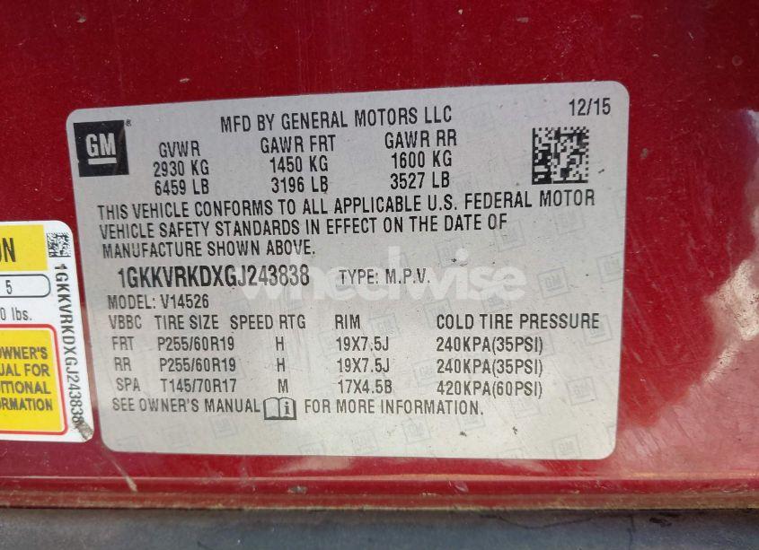 Photo 9 of 2016 Gmc Acadia SLT-1 (VIN 1GKKVRKDXGJ243838)