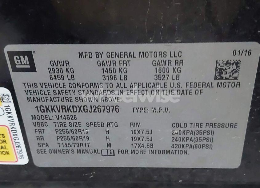 Photo 9 of 2016 Gmc Acadia SLT-1 (VIN 1GKKVRKDXGJ267976)