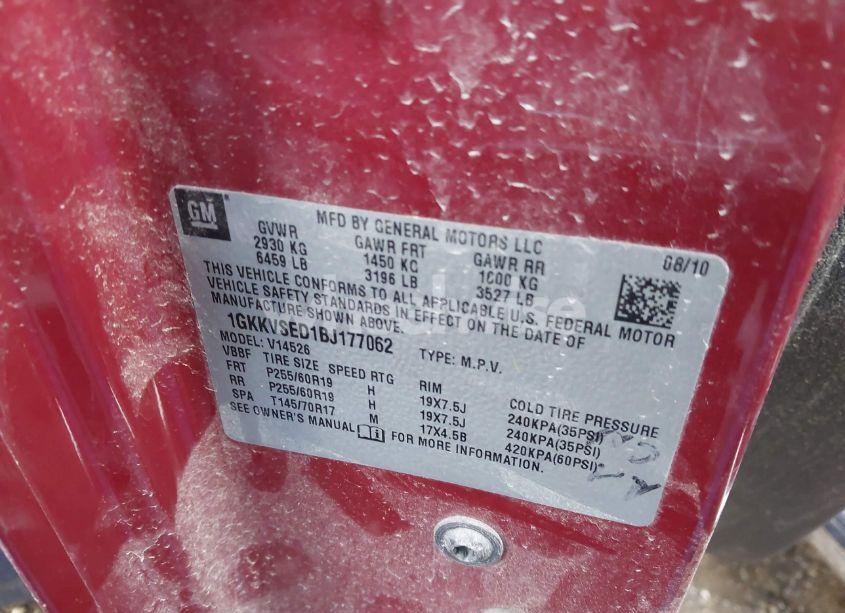 Photo 9 of 2011 Gmc Acadia SLT-2 (VIN 1GKKVSED1BJ177062)