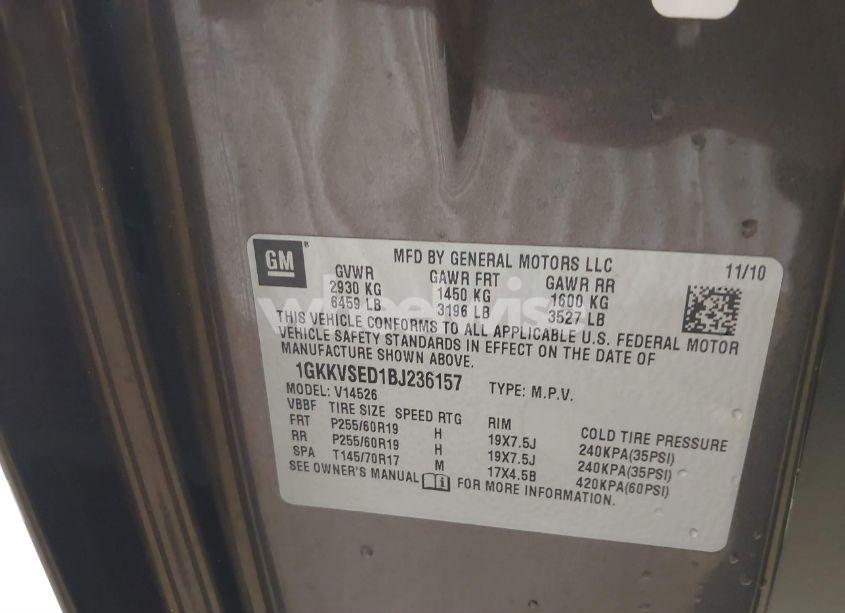 Photo 9 of 2011 Gmc Acadia SLT-2 (VIN 1GKKVSED1BJ236157)