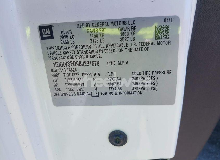 Photo 9 of 2011 Gmc Acadia SLT-2 (VIN 1GKKVSED9BJ291679)