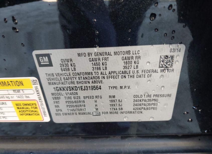 Photo 9 of 2014 Gmc Acadia SLT-2 (VIN 1GKKVSKD1EJ319564)