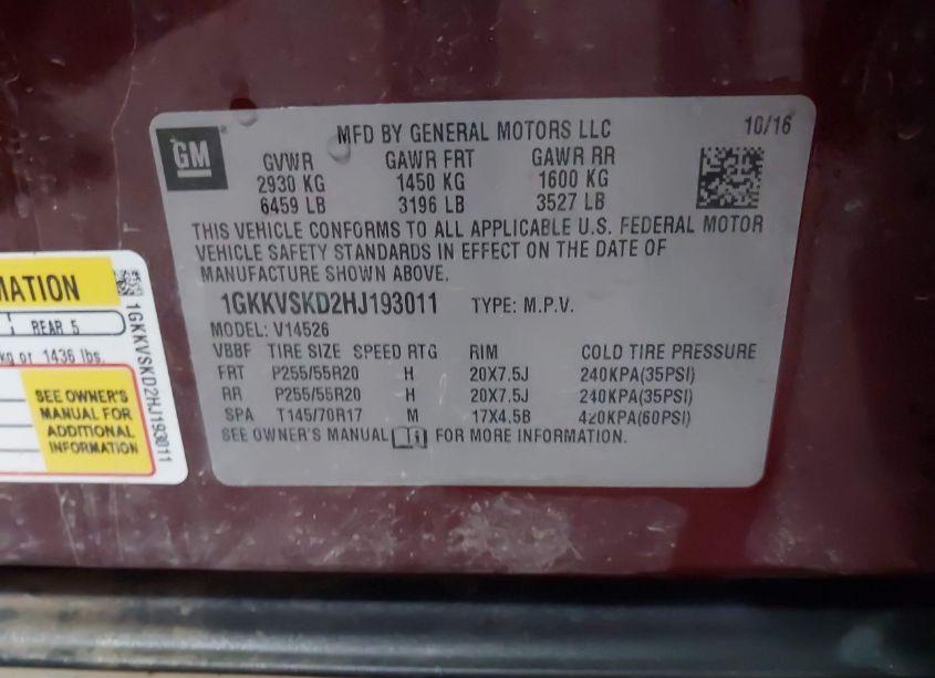 Photo 9 of 2017 Gmc Acadia LIMITED (VIN 1GKKVSKD2HJ193011)