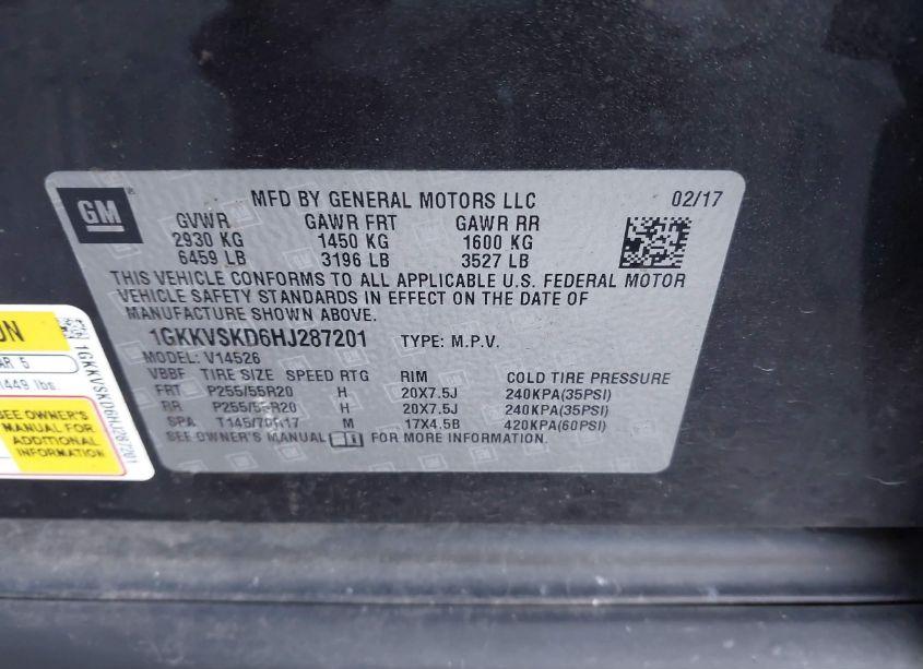 Photo 9 of 2017 Gmc Acadia LIMITED (VIN 1GKKVSKD6HJ287201)