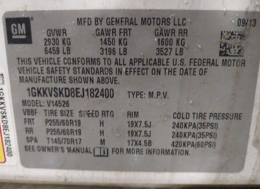 Photo 9 of 2014 Gmc Acadia SLT-2 (VIN 1GKKVSKD8EJ182400)