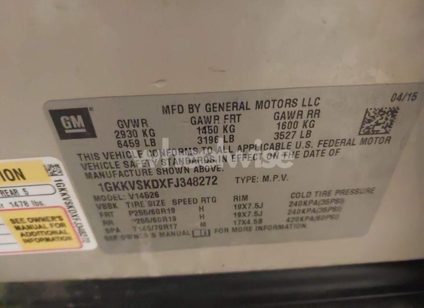 Photo 9 of 2015 Gmc Acadia SLT-2 (VIN 1GKKVSKDXFJ348272)