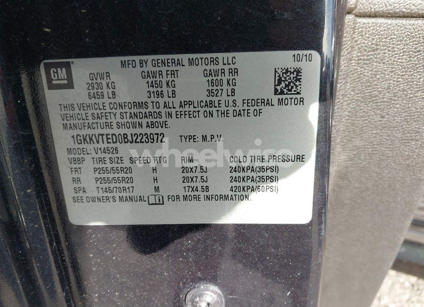 Photo 9 of 2011 Gmc Acadia DENALI (VIN 1GKKVTED0BJ223972)