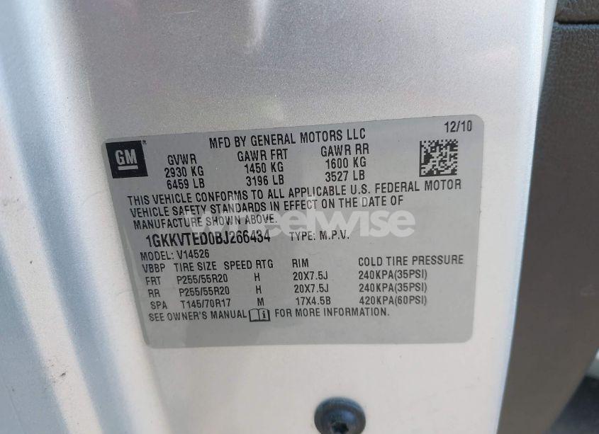 Photo 9 of 2011 Gmc Acadia DENALI (VIN 1GKKVTED0BJ266434)