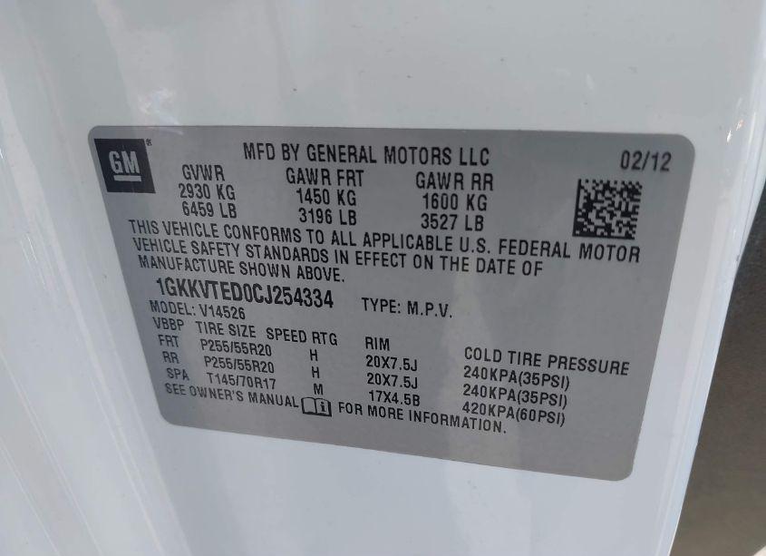 Photo 9 of 2012 Gmc Acadia DENALI (VIN 1GKKVTED0CJ254334)