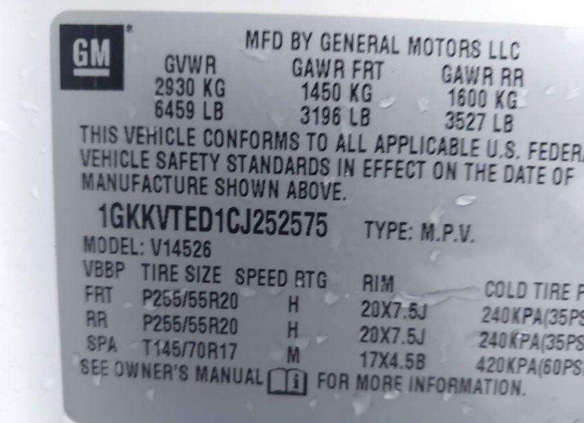 Photo 9 of 2012 Gmc Acadia DENALI (VIN 1GKKVTED1CJ252575)