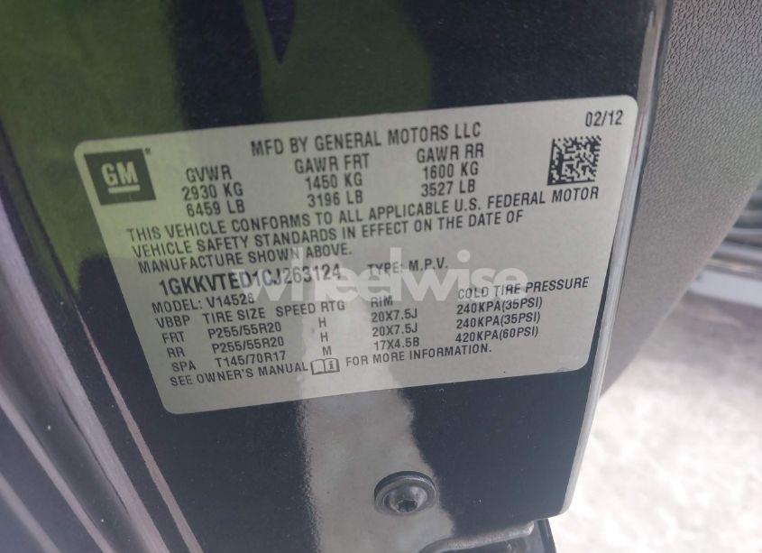 Photo 9 of 2012 Gmc Acadia DENALI (VIN 1GKKVTED1CJ263124)