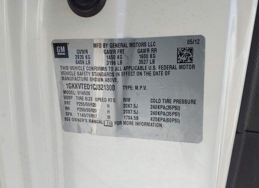 Photo 9 of 2012 Gmc Acadia DENALI (VIN 1GKKVTED1CJ321300)