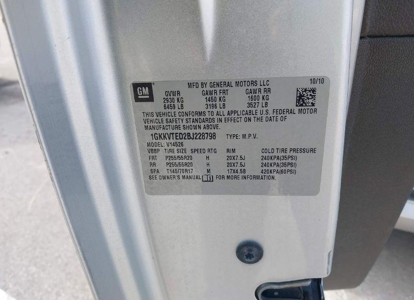 Photo 9 of 2011 Gmc Acadia DENALI (VIN 1GKKVTED2BJ228798)