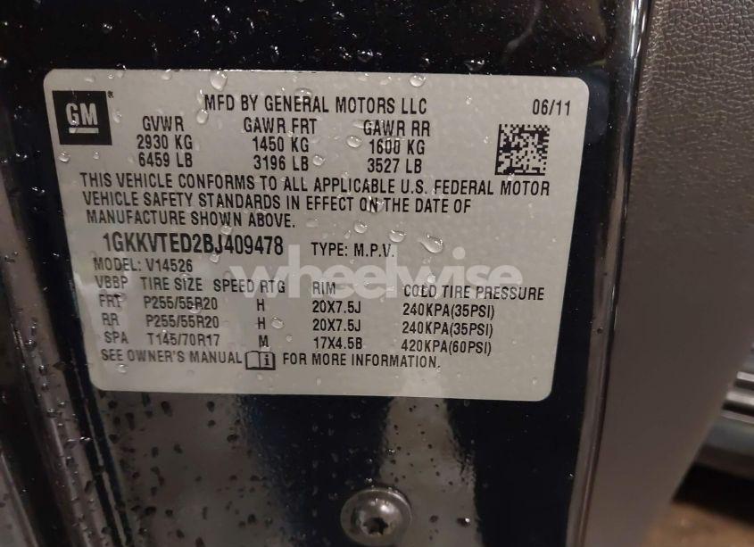 Photo 9 of 2011 Gmc Acadia DENALI (VIN 1GKKVTED2BJ409478)