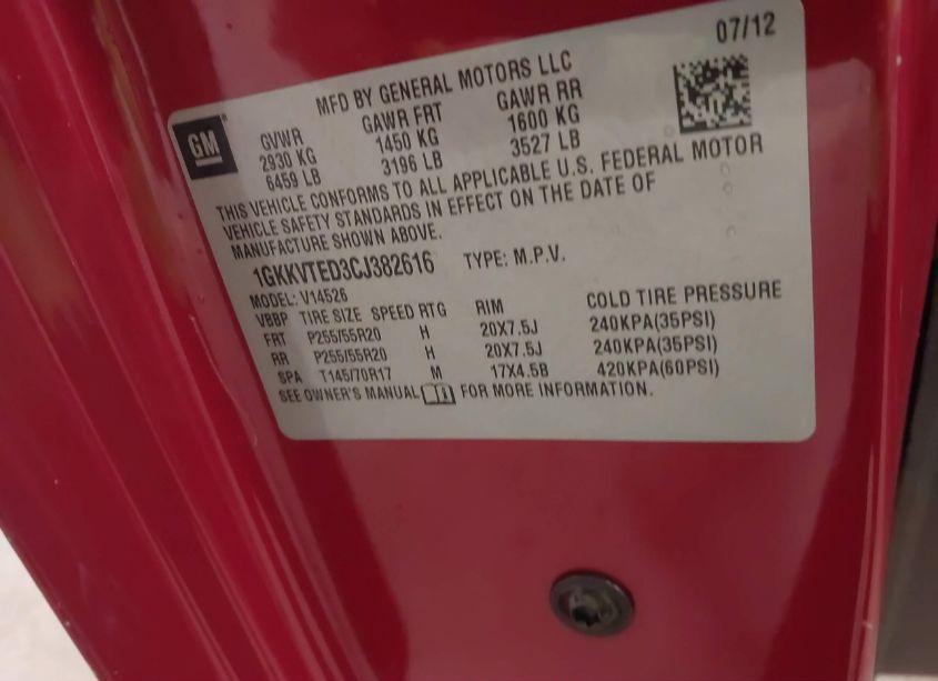 Photo 9 of 2012 Gmc Acadia DENALI (VIN 1GKKVTED3CJ382616)