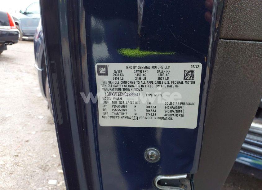 Photo 9 of 2012 Gmc Acadia DENALI (VIN 1GKKVTED5CJ289547)
