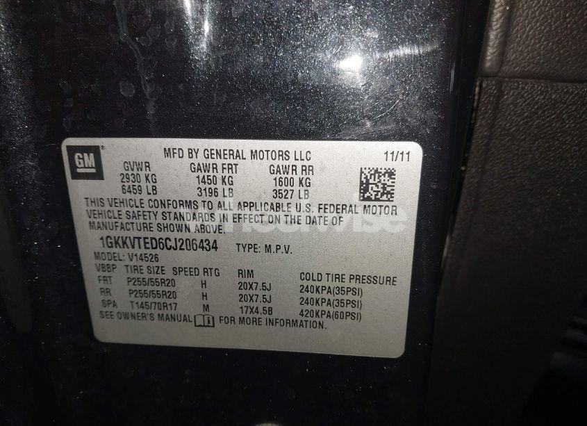 Photo 9 of 2012 Gmc Acadia DENALI (VIN 1GKKVTED6CJ206434)