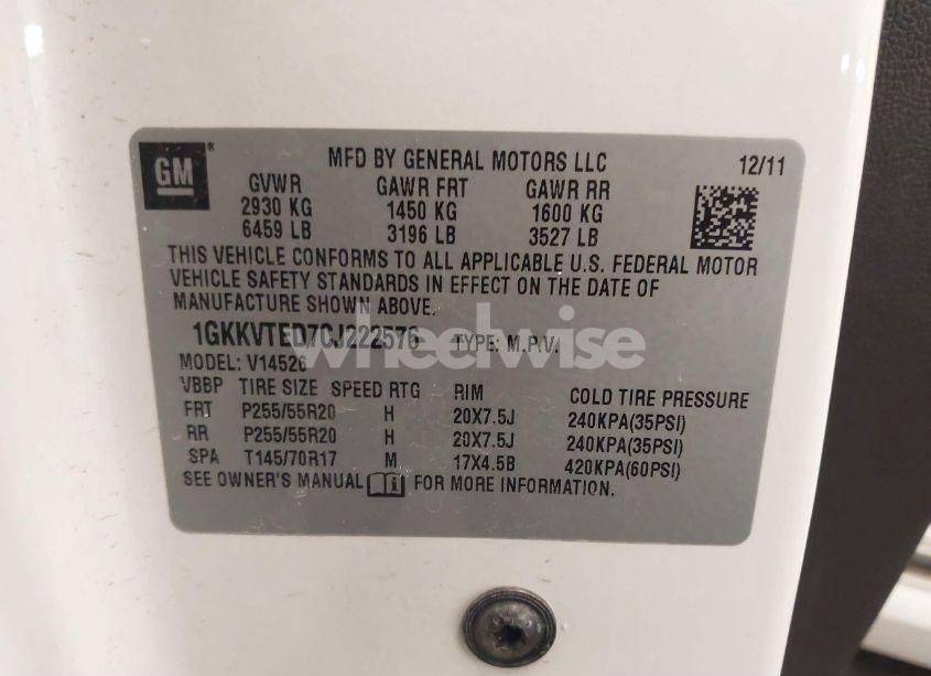 Photo 9 of 2012 Gmc Acadia DENALI (VIN 1GKKVTED7CJ222576)