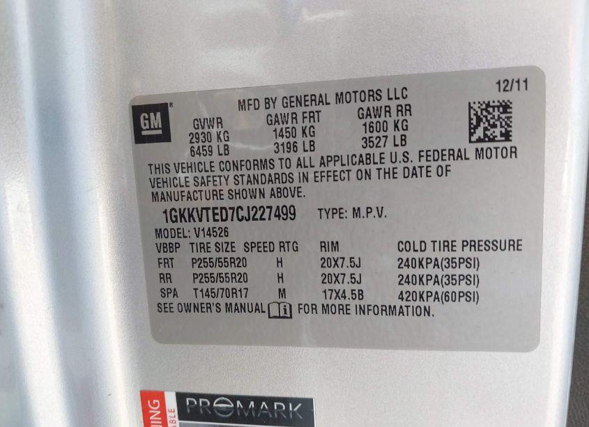 Photo 9 of 2012 Gmc Acadia DENALI (VIN 1GKKVTED7CJ227499)